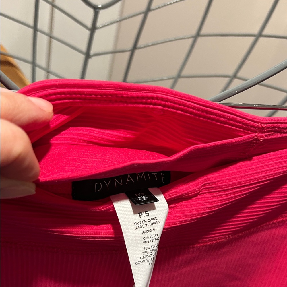 Dynamite Hot Pink Ribbed Bike Shorts - Picture 3 of 5